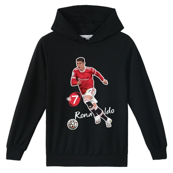 Boys Girls Cotton Long Sleeve Hoodies-Cristiano Ronaldo Graphic Sweatshirt-CR7 Pullover Tops for Kids(8-16Y)