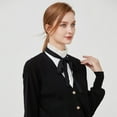 thumbnail image 5 of Municipal Womens Ruffle Fake Collar Peter Pan Collar Half Shirt Blouse Collar Detachable Collar with Bow Tie, 5 of 8
