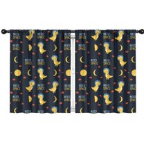 Blackout Kids Curtains,DarkBlue Cartoon Dinosaurs Astronauts Pattern Childrens Insulated Curtains Set Of 2,Bedroom Essentials,Toddler Room Decor 42"x54"