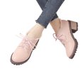 thumbnail image 5 of Womens Block High Heel Brogue Oxfords Women Lace Up Pumps Round Toe Vintage Comfortable Shoes Inside Zipper Walking Hiking Boot Shoes Outdoor Warm Booties, 5 of 5