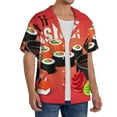 thumbnail image 4 of Xecao offers the Sushi for Men's Casual Short-sleeved Shirt, a button-up collared shirt with a pocket, perfect for beach vacations and yacht travel in the X-Large size., 4 of 7