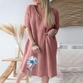 thumbnail image 1 of Robe d'Été Décontractée pour Femmes à Manches Trois Quarts 3/4, Col en V, à Imprimé, 1 of 5
