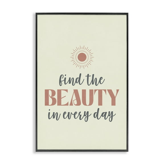 Stupell Industries Beauty in Every Day Text & Numbers Painting Black Framed Art Print Wall Art, 12 x 18