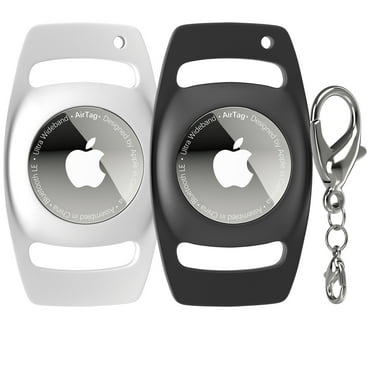GEEDIAR Air Tag 2 Pack Apple Air Tag Holder with Keychain Silicone Airtag Dog Collar Holder (Black&White)
