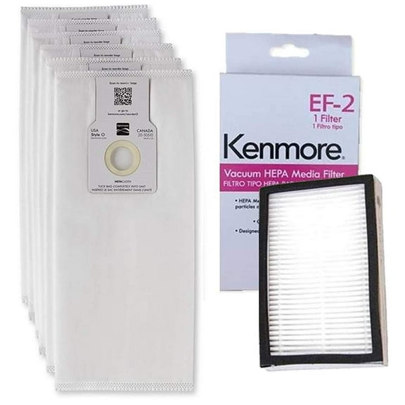 6 Kenmore O/U HEPA Bags 53294   1 Sears Kenmore EF-2 Filter 86880
