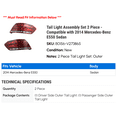 thumbnail image 2 of Tail Light Assembly Set 2 Piece - Compatible with 2014 Mercedes-Benz E550 Sedan, 2 of 2