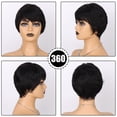 thumbnail image 2 of Zhuge Pelucas cortas para mujeres Pelucas de cabello humano corto con flequillo Pelucas cortas de duendecillo en capas, rubio castaño ceniza, 2 of 2