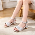 thumbnail image 4 of BOOMNY Girl's Sandals Open Toe Low Heels Sandals for Kids Ankle Strap Glitter Sequins Elegant Wedding Princess Shoes, 4 of 6