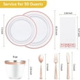 thumbnail image 4 of 350 Piece Rose Gold Dinnerware Set for 50 Guests, Plastic Plates Disposable for Party, Include: 50 Dinner Plates, 50 Dessert Plates, 50 Paper Napkins, 50 Cups, 50 Silverware Set, 4 of 12
