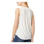 JONES NEW YORK Womens White Smocked Pullover Curved Hem Sleeveless Split Top S