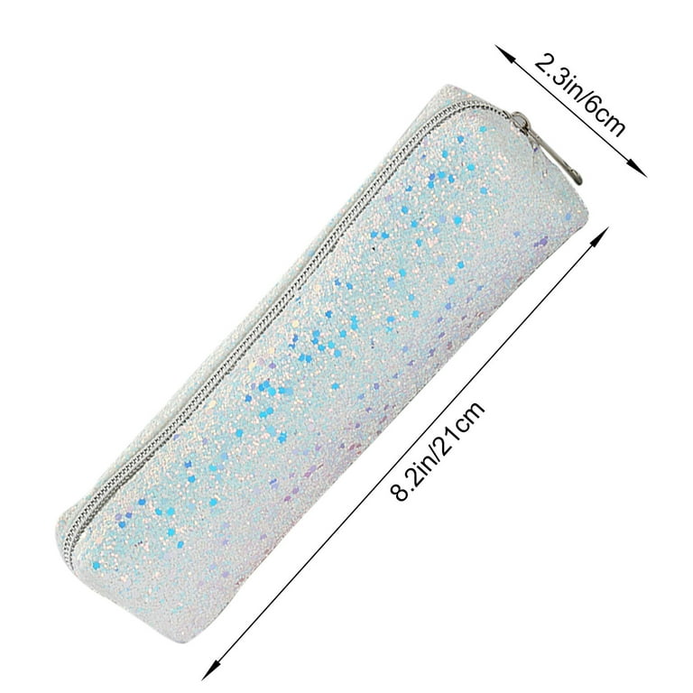 Glitter Shiny Pencil Case Compact Version - Scratch-Resistant Portable Organizer For Toiletry, Travel Accessories (8.3x2.4x2.4in