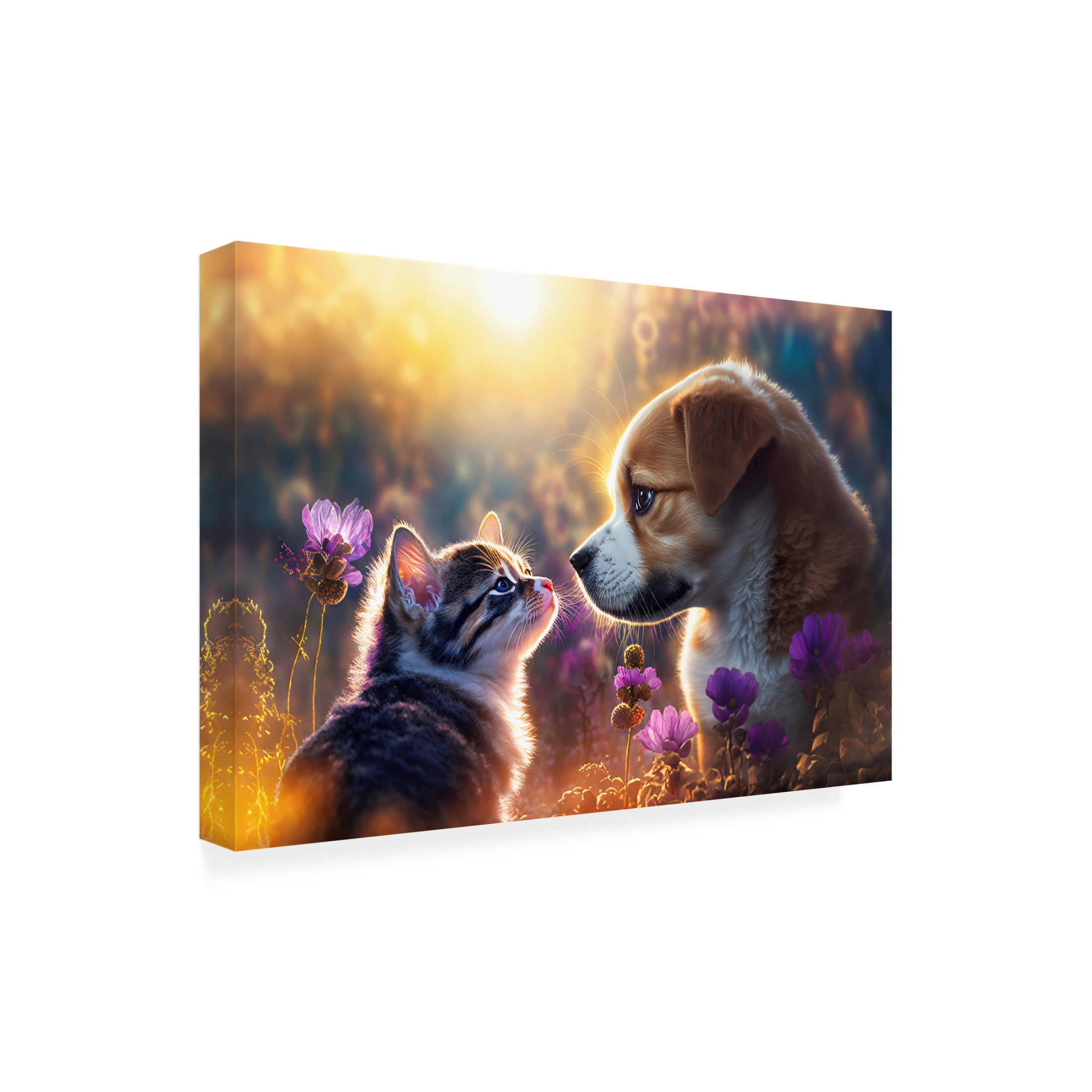 Canvas Wall Art - Ray Heere 'Cats And Dogs 12' Wall Art for Living Room, Bedroom, or Office Décor by Trademark Fine Art - 19 x 12 Inches