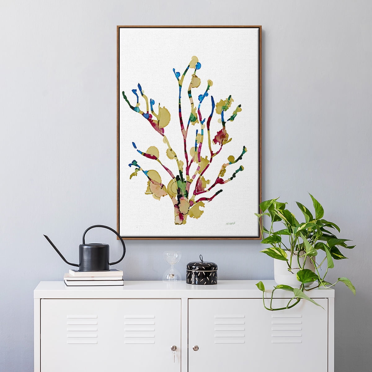 Sea Coral III Framed Premium Gallery Wrapped Canvas - Ready to Hang - 17 x 25 - Walnut Floating Frame