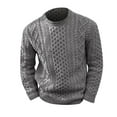 thumbnail image 6 of Huresd Men's Fisherman Cable Crewneck Sweater Winter Casual Sweater for Men Knitted Pullover Sweaters with Ribbing Edge Gray L, 6 of 7