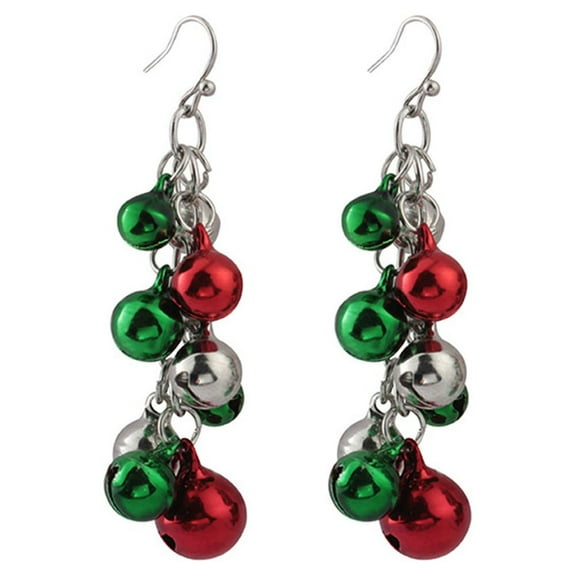 Ayyufe Women Party Decor Merry Christmas Jingle Bell Long Dangle Hook Earrings