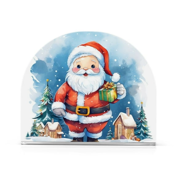 Christmas Santa Claus Trees Houses Napkin Holder for Table Clear Napkin Stand Paper Holder Acrylic Organizer Dispenser Napkins for Dinner Kitchen Restaurant Room