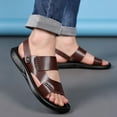 thumbnail image 3 of Mepaouo Mens Leather Slides Lightweight Open Toe Summer Sandals Arch Support Flat Slippers Shoes, 3 of 8