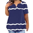 thumbnail image 1 of Plus Size Mujeres Blusas Cuello en V Casual Suelto Verano Blusa de Manga Corta para el Uso Diario Y Casual, 1 of 5