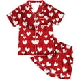 thumbnail image 4 of Jamicy Womens Pajamas Set Valentine's Day Gift Button Up Pjs Short Sleeve Ruffle Sleepwear Notch Collar Bride Soft Pj Lounge Sets, 4 of 5