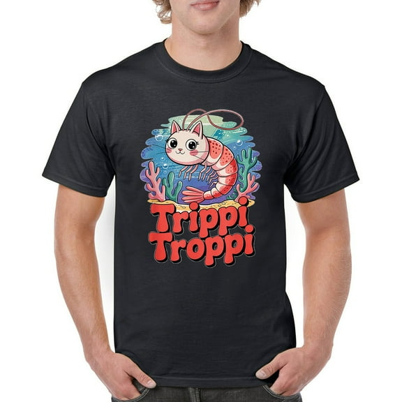 Trippi Troppi Shrim Cat T-shirt Italian Brainrot Gen Z Alpha Meme Men's Tee