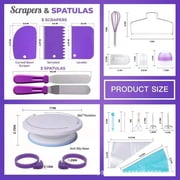 137 Pcs Blue Cake Decorating Kit, Baking Tools Set with Cake Turntable, Piping Bags and Tips, Spatulas and Scrapers