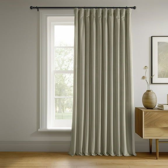 Half Price Drapes Signature Cool Beige Extra Wide Velvet Blackout Curtains(1 Panel),100W X 96L