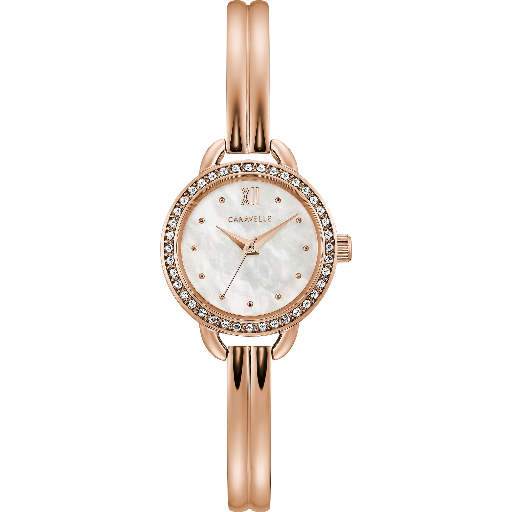 Caravelle 44L132 Women\'s Crystal New York Rose Gold Dial Leather Strap Watch Caravelle New York Stainless Steel Band Women Wristwatches  main image 3