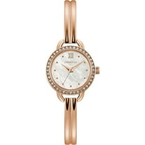 Caravelle Designed By Bulova Women's Mother of Pearl Dial Rose-Gold Bangle Watch 44L247