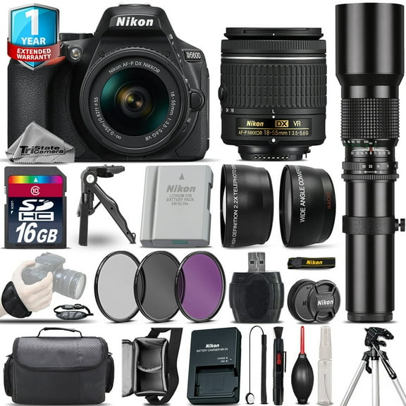 Nikon D5600 DSLR Camera + 18-55mm VR + 500mm Lens + Extra Battery + 1yr Warranty (International Version)
