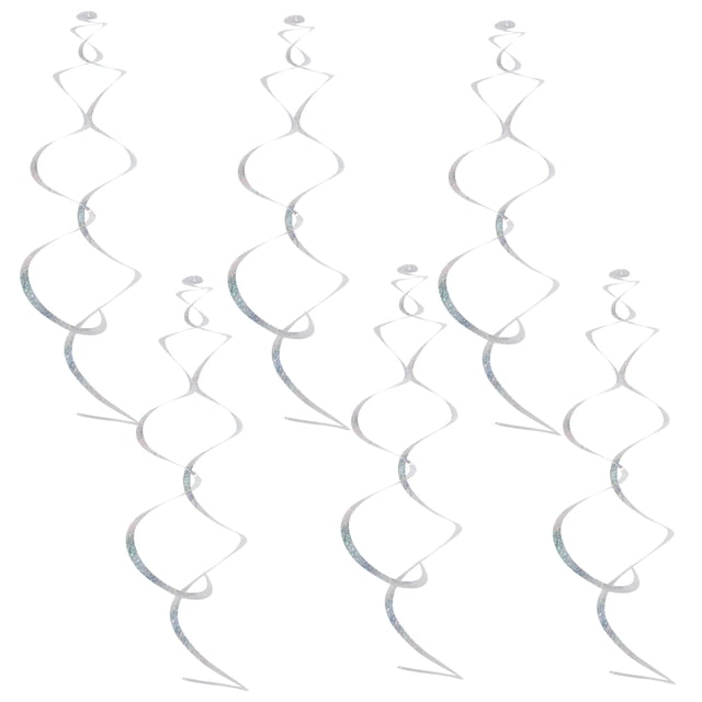 CIMAXIC Wedding 6pcs Party Ceiling Foil Swirl Decorations Hanging Plastic Streamer Whirls Decorations For Wedding Birthday Graduation Valentines Day New Year Baby Shower Party Favor Decor