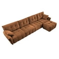 thumbnail image 6 of Modular 4-Seater Sofa with Ottoman in Burnt Orange Chenille: Configurable, Solid Wood Frame, High-Resilience Cushions for Living Rooms & Lounges., 6 of 18
