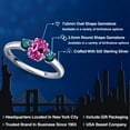 thumbnail image 2 of Gem Stone King 925 Sterling Silver Pink Created Sapphire and Blue Diamond Engagement Ring for Women | 1.20 Cttw | Oval 7X5MM | Gemstone September Birthstone | Size 5, 2 of 6