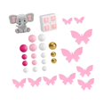 thumbnail image 3 of Juego de adornos para tartas de elefante, bonito adorno para fiestas temáticas, bodas, baby showers. Rosa, 3 of 9