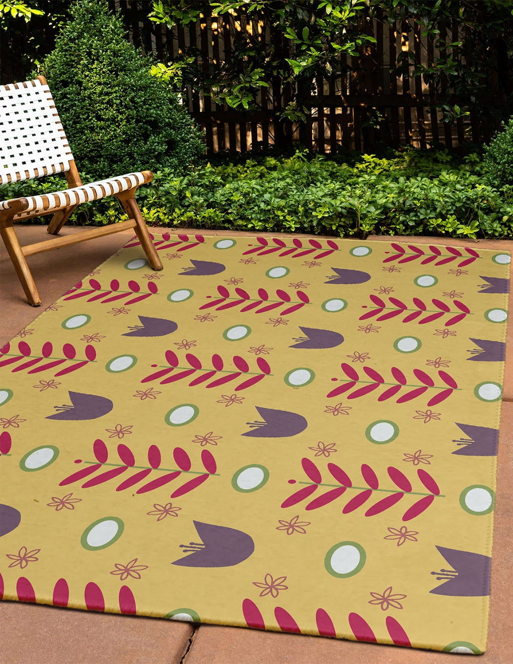 4' x 6' Simply Daisy Spring Garden Scandinavian Chenille Area Rug, Daffodil Yellow