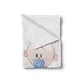 thumbnail image 2 of Gender Reveal Soft Flannel Fleece Throw Blanket, Cheerful Boy and Girl Children with Bunny Pacifiers Twins, Cozy Plush for Indoor and Outdoor Use, 60" x 80", Pale Blue and Pink Peach, by Ambesonne, 2 of 6