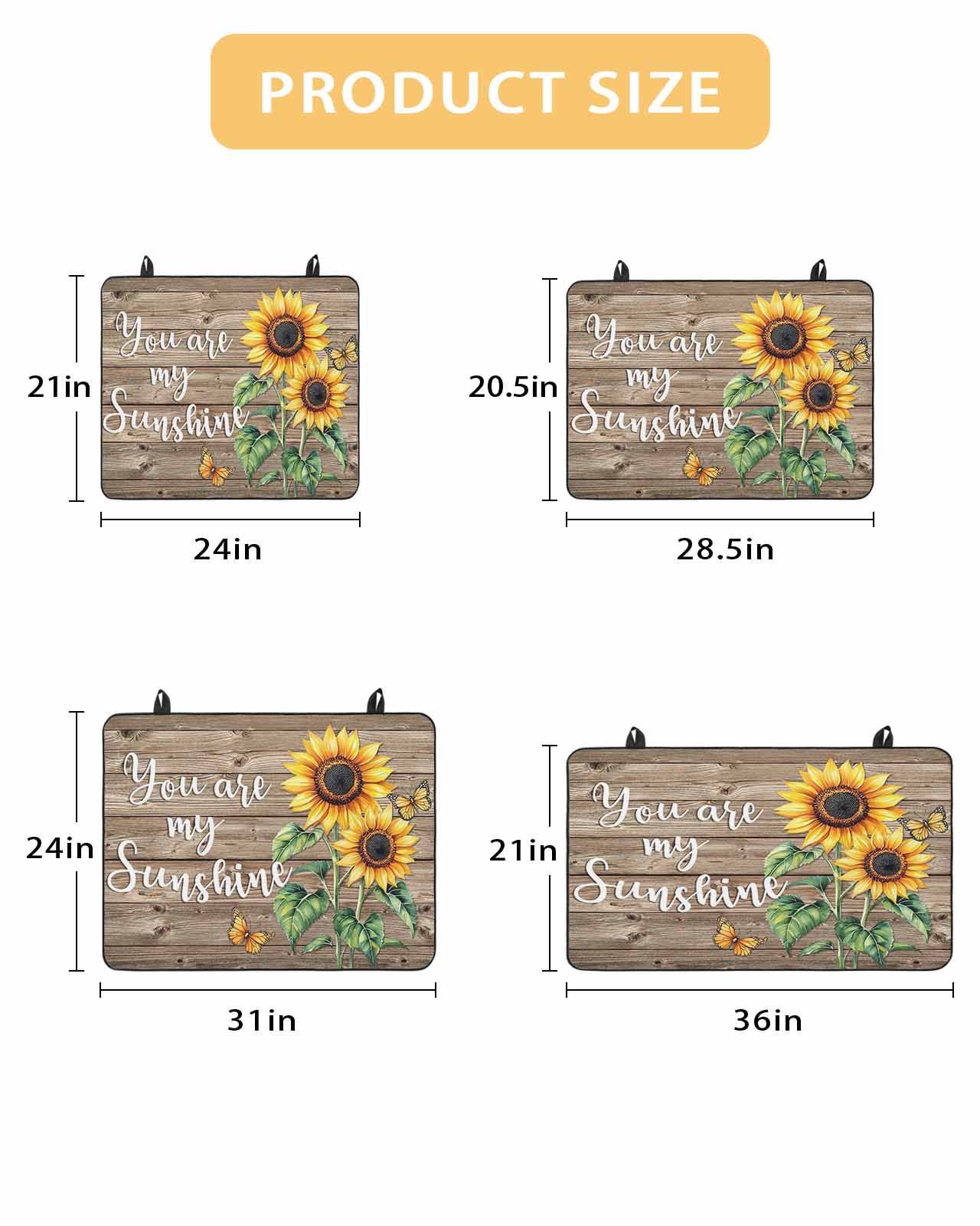 nqOlkjepod Large Induction Cooktop Protector Mat 36"x21", Yellow Sunflower Stove Top Covers for Electric Stove, Butterfly Sunshine Brown Farmhouse Wood Stove Burner Cover Mats, Glass Top Stove Cover