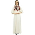 thumbnail image 3 of Bimba Robe Maxi pour Femme avec Foulard à Franges Boho Blanc Cassé Robes d'Été-24, 3 of 6