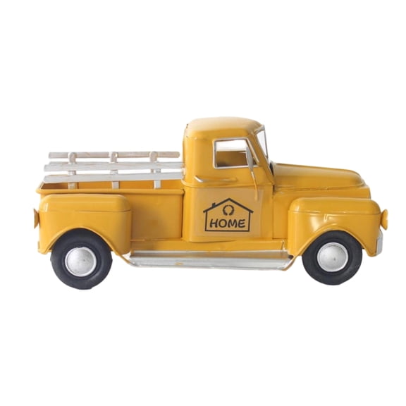 Vintage Truck Model Metal 1 Piece Yellow Retro American Home Decorative Figurine for Living Room Mantle Shelf Coffee Table Desktop Decoration Ideal Housewarming Gift for Home Decor Enthusiasts
