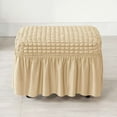 thumbnail image 2 of Wishrage High Stretch Seersucker Fabric Ottoman Slipcovers Rectangle Footstool Cover with Skirt Modern Furniture Protector for Home Decor Bedroom Living Room Balcony, 2 of 2
