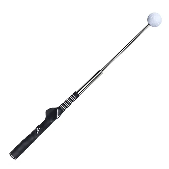 Rhythm Click Sound Telescopic Warm Up Golf Swing Trainer Correcting Gesturer Training Aid for Grip Strength Practice Stick black