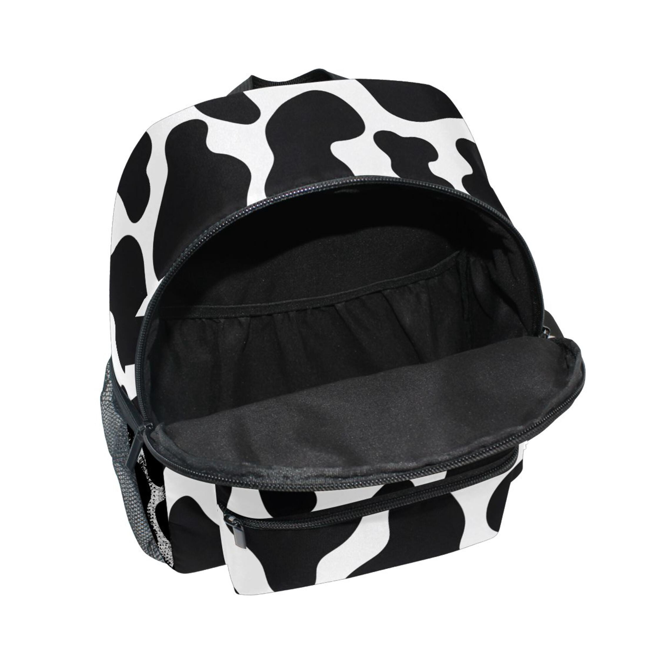 Cow Print Pattern Mini Backpack Cute Small Backpack with Chest Strap and Whistle Ages 3-8