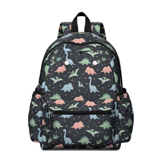Dinosaur and Star Navy Pattern Cute School Backpack with Padded Back and Adjustable Shoulder Straps 13.4"x11"x4.7"