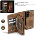 thumbnail image 3 of For Samsung Galaxy S22 Plus Wallet Case,Multi-Functional Retro Leather Purse Flip Cover Zipper Wallet Case with Removable Card Slots Pocket & Detachable Wrist Strap Magnetic Phone Case, Darkbrown, 3 of 11