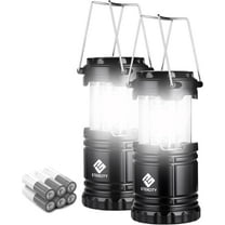 Lantern Camping Essentials Lights, Led Flashlight for Power Outages, Tent Lights for Emergency, Survival Gear and Supplies for Hurricane, Battery Operated Lamp, 2 Pack, Black
