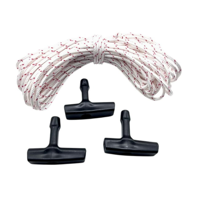 3 piezas Cordón de cable de tirón con manijas de arranque Mango ergonómico Reemplace directamente accesorios versátiles de 10 m cuerdas para céspedes