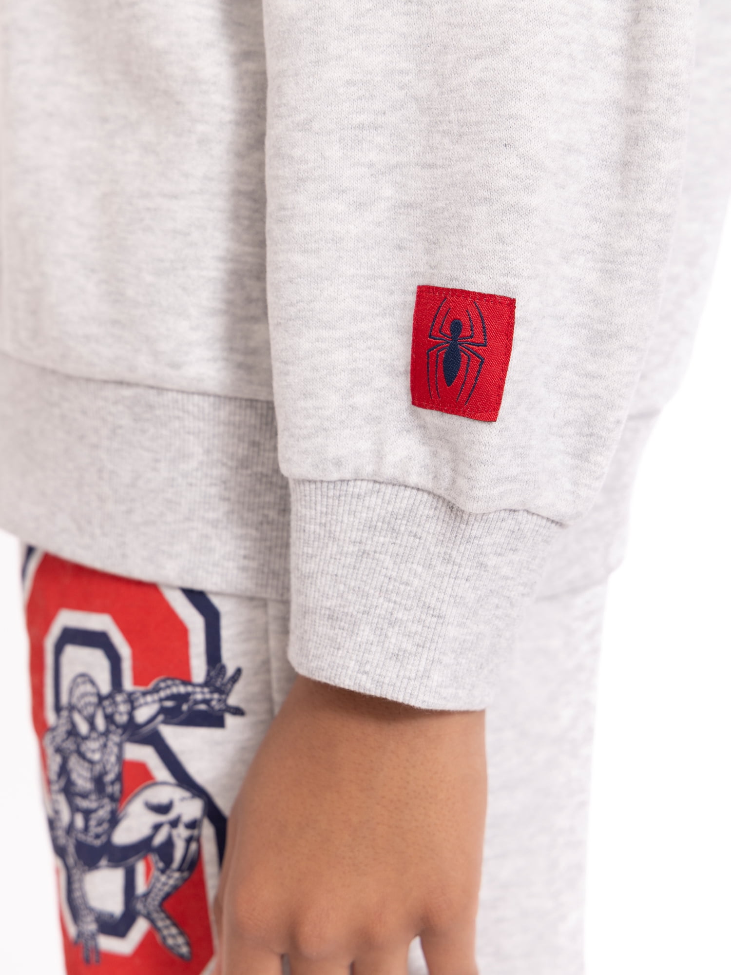 Spider-Man Boys Long Sleeve Graphic Crewneck Sweatshirt with Matching Short, 2-Piece Set, Sizes 4-12