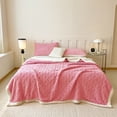 thumbnail image 4 of ROSEKIND Luxury Diamond Jacquard Sherpa Throw Blanket, Ultra Soft Reversible Fleece Bed Blanket for Couch & Sofa, Warm & Decorative, 80"x90", Blush Pink, 4 of 8