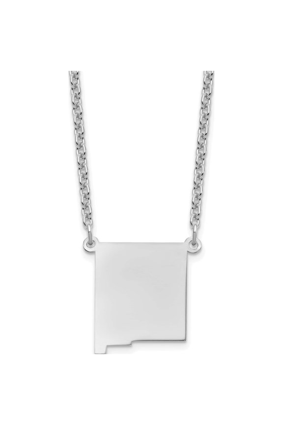 Sterling Silver Silver/Rhodium-Plated New Mexico State Necklace Made In United States xna706ss-nm