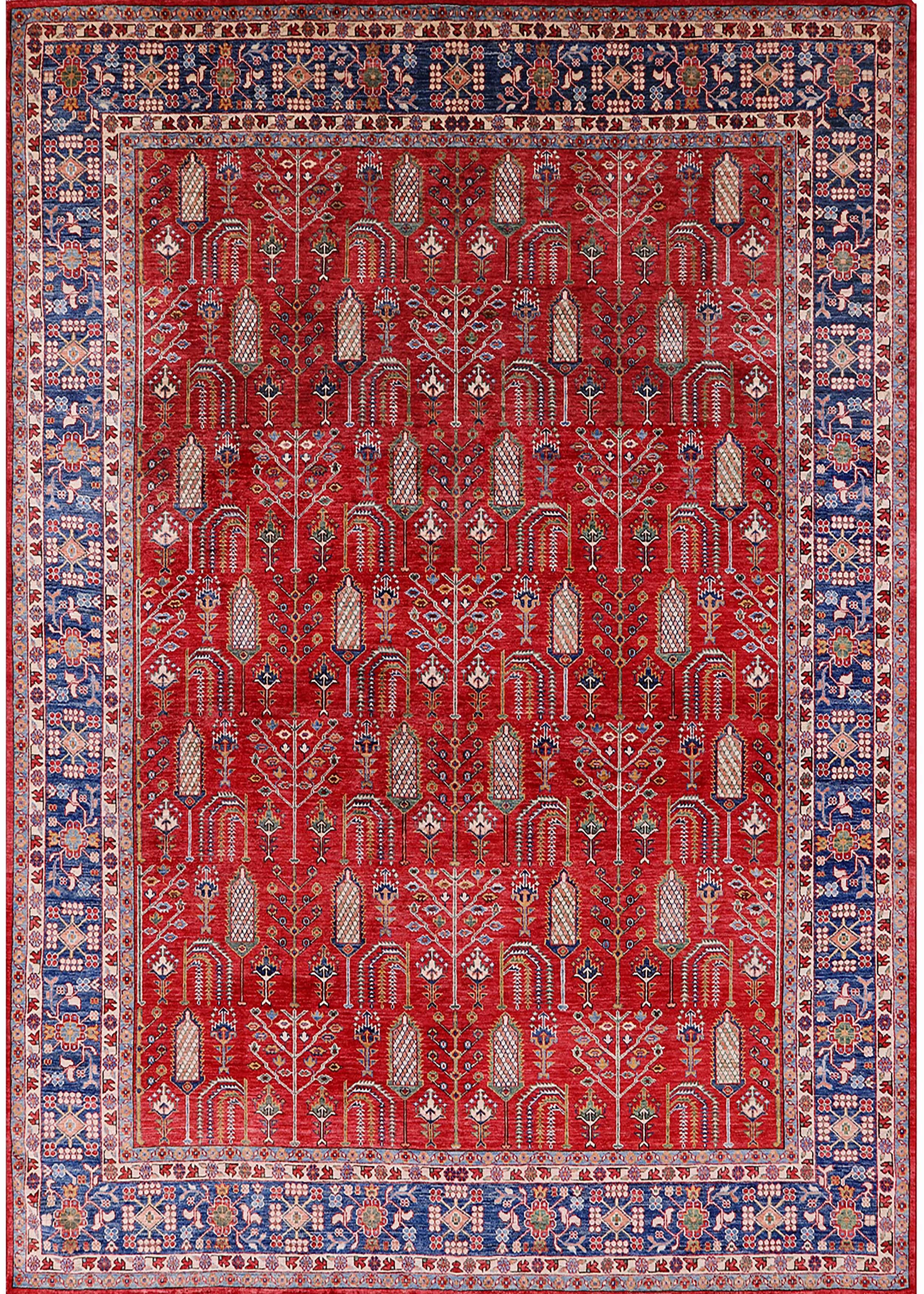 Ahgly Company Indoor Rectangle Mid-Century Modern Red Oriental Area ...