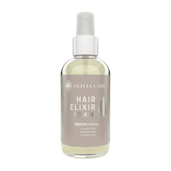 Olivia Care Hair Elixir with Castor Oil, Safflower Seed Oil & Hydrolyzed Keratin, Lightweight Hair Oil Treatment, 4 fl oz